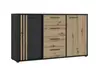 Sideboard FLORISS- Schwarz, Eiche Dekor