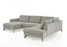 Wohnlandschaft - Longchair links mit 1,5-Sitzer und Ecke rechts, Stoff, Silbergrau