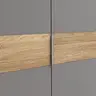 Drehtürenschrank Viana - B ca. 254 cm, Lack, Steingrau, Riffholz, Wildeiche