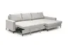 Ecksofa - 3-Sitzer mit Longchair rechts, Schlaffunktion, Stoff, Creme
