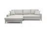 Ecksofa - Longchair links mit 3-Sitzer, Stoff, Creme