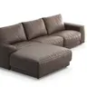 Ecksofa Balok - Longchair groß links mit 2,5-Sitzer, Leder, Dunkelbraun