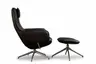 Drehsessel mit Hocker Set - Relaxfunktion, Leder, Schwarz
