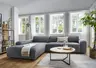 Ecksofa Denver - Longchair links mit 2,5-Sitzer, Stoff, Blau