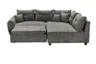 Ecksofa - 1,5-Sitzer, Ecke rechts, Schlaffunktion, Microvelour Steingrau