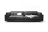 Sofa Aprino 3 - 4-Sitzer XXL, Dickleder, schwarz, Armlehne Kissen