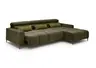 Ecksofa - 2-Sitzer mit Longchair rechts, Sitztiefe verstellbar motorisch/Kopfteil verstellbar, Stoff, Dunkelgrün
