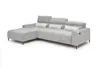 Ecksofa - Longchair links mit 2-Sizer, Sitztiefe verstellbar motorisch/Kopfteil verstellbar, Stoff, Silbergrau