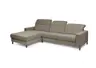 Ecksofa - CALM FLEX 2.0, Longchair links mit 3-Sitzer, Kopfteil verstellbar, Stoff, Braun