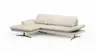 Ecksofa Hubertus - Longchair links mit 2-Sitzer, Armlehne verstellbar, Leder, Creme