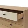 Kommode Lenoso - Eiche massiv, Glas Champagner