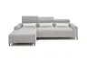 Ecksofa - Longchair links mit 2-Sizer, Sitztiefe verstellbar motorisch/Kopfteil verstellbar, Stoff, Silbergrau