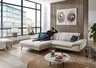  Ecksofa - Longchair links mit 1,5-Sitzer, Kopfteil verstellbar, Stoff, Ecru