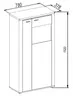 Highboard - mit Beleuchtung, B ca. 78 cm, Eiche Nachbildung, Eiche dunkel Nachbildung