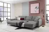 Ecksofa - Longchair links mit 3-Sitzer, Schlaffunktion, Stoff, Grau