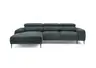 Ecksofa - Longchair links mit 2-Sitzer, Sitzvorzug motorisch, Kopfteil verstellbar, Stoff, Blaugrün