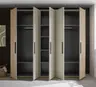 Drehtürenschrank - B. ca. 250,4 cm, Außentüren Holzdekor, Mitteltüren Beige