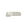 Ecksofa Almeria - Rundecke und Abschlussteil mit 2-Sitzer rechts, Stoff, Offwhite