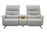 Sofa EM Lun - 2,5-Sitzer, Tisch mit Kissen, Relaxfunktion, Kopfteilverstellung, Leder, grau