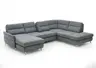 Wohnlandschaft - Longchair links mit 2,5-Sitzer und Ecke rechts, inkl. Sitztiefe verstellbar, Stoff Grau