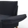 Sofa Stamford - inkl. Armlehne verstellbar und Kopfstütze, Ecksofa 2-sitzig und Abschlusshocker links mit 3,5-Sitzer, Bogen rechts, Stoff, Dunkelblau