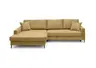 Ecksofa - Longchair links mit 3-Sitzer, Schlaffunktion, Stoff, Senfgelb