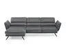 Ecksofa - Longchair links mit 2,5-Sitzer, inkl. Kopfteil verstellbar, Stoff, Grau