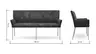Bank Edmonton - Breite ca. 180 cm, Leder, Anthrazit