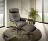 TV-Sessel MOANI mit Hocker - drehbar, Kopfteilverstellung, Leder, Dunkelbraun