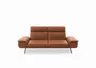 Sofa - 2,5-Sitzer, Kopfstütze/Armlehne verstellbar, Leder, Braungrün