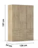 Drehtürenschrank- B ca. 136 cm, Eiche Dekor