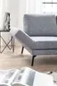 Ecksofa - 2-Sitzer mit Ecke rechts, Rückenlehne/Armlehne verstellbar (manuell), Drehsitz (manuell), Flachgewebe, Graublau
