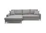 Ecksofa - Longchair links mit 3-Sitzer, Stoff, Eisengrau