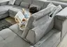 Wohnlandschaft - Longchair links mit 2,5-Sitzer und Ecke rechts, Sitztiefe verstellbar, Stoff, Grau