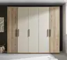 Drehtürenschrank - B. ca. 250,4 cm, Außentüren Holzdekor, Mitteltüren Beige