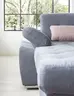 Wohnlandschaft - Longchair links, 3-Sitzer, Ecke rechts inkl. Kopfteilverstellung, Armteilverstellung in Flachgewebe blaugrau
