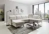 Wohnlandschaft - Longchair links mit 2,5-Sitzer und Ecke rechts, Kopfteil vertellbar, Stoff, Ecru