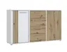 Sideboard FLORISS- Weiß, Eiche Dekor