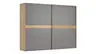 Schwebetürenschrank Viana - B ca. 301 cm, Lack, Steingrau, Riffholz, Balkeneiche
