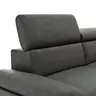 Ecksofa Felipa - 2,5-Sitzer mit Longchair rechts inkl. Kopfteil verstellbar, Leder, Grau
