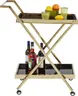 Servierwagen- Edelstahl, Vermessingt, Goldfarben, Glas, Schwarz