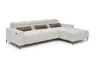 Ecksofa - 2-Sitzer mit Longchair rechts, Sitztiefe verstellbar motorisch/Kopfteil verstellbar, Stoff, Sand