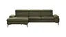 Ecksofa Felipa - Longchair links mit 2,5-Sitzer inkl. Kopfteil verstellbar, Leder, Olive