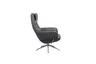 Drehsessel mit Hocker Set - Relaxfunktion, Leder, Schwarz