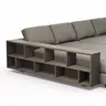 Ecksofa Aprino 1 - Longchair links mit 2,5-Sitzer, Leder, Grau
