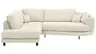 Ecksofa Solenne - Ottomane links mit Diwan rund rechts, Stoff, Weiß