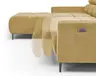 Ecksofa - Longchair links mit 2-Sizer, Sitztiefe verstellbar motorisch/Kopfteil verstellbar, Stoff, Senfgelb