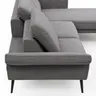 Ecksofa Estrela - 2,5-Sitzer mit Longchair rechts inkl. Rücken-/Armlehnen- und Sitztiefenverstellung, Stoff, Grau