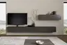 Wohnwand 3900 - inklusive Kamin und TV-Halterung, Lack, Schiefergrau
