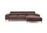 Ecksofa - 2-Sitzer mit Longchair rechts, Sitzvorzug motorisch, Kopfteil verstellbar, Stoff, Rotbusch